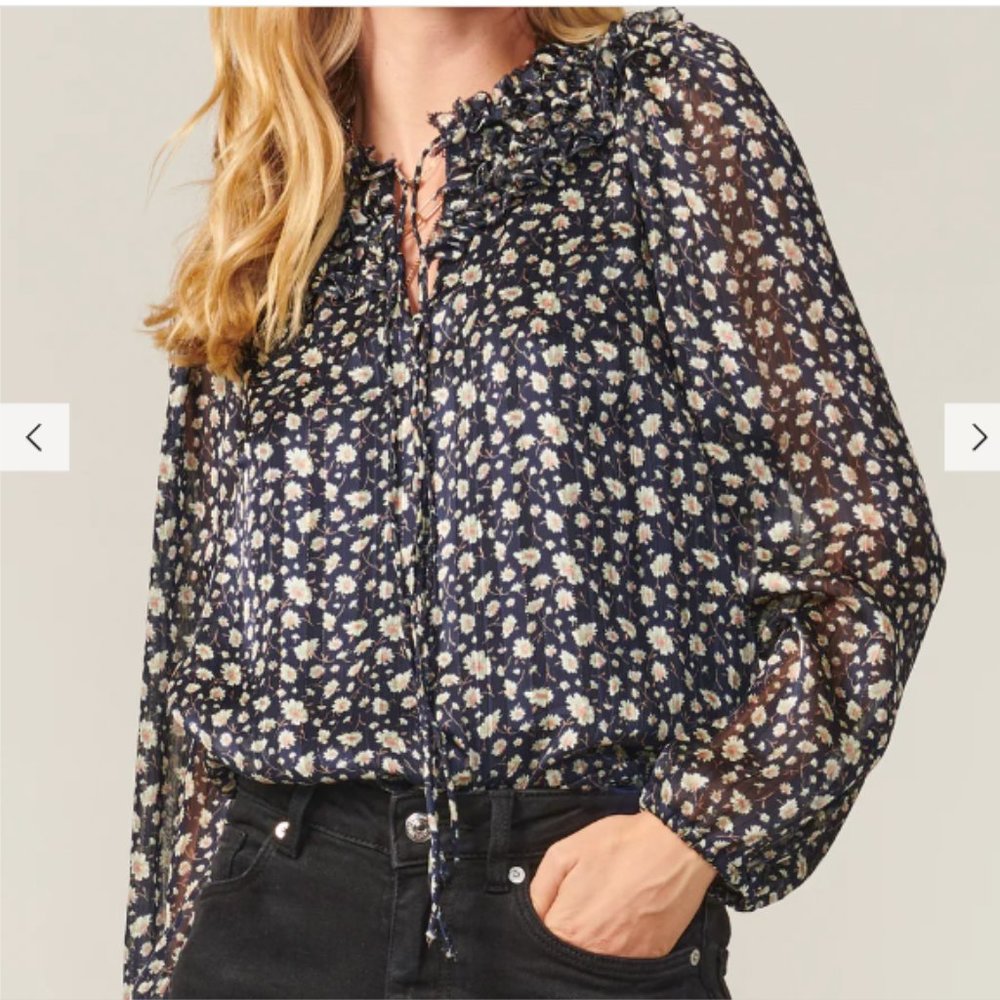 Maggie Floral Front Tie Blouse - Greylin